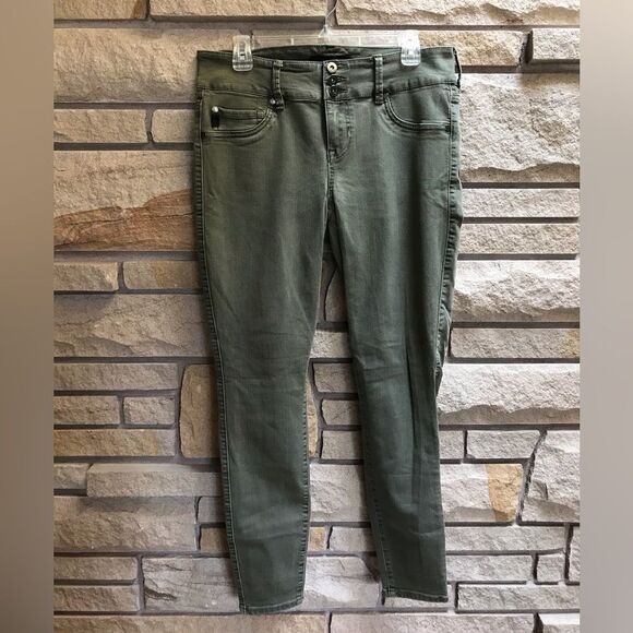 Torrid Three Button Jeggings Skinny Jeans Olive Green 12 - Picture 2 of 8
